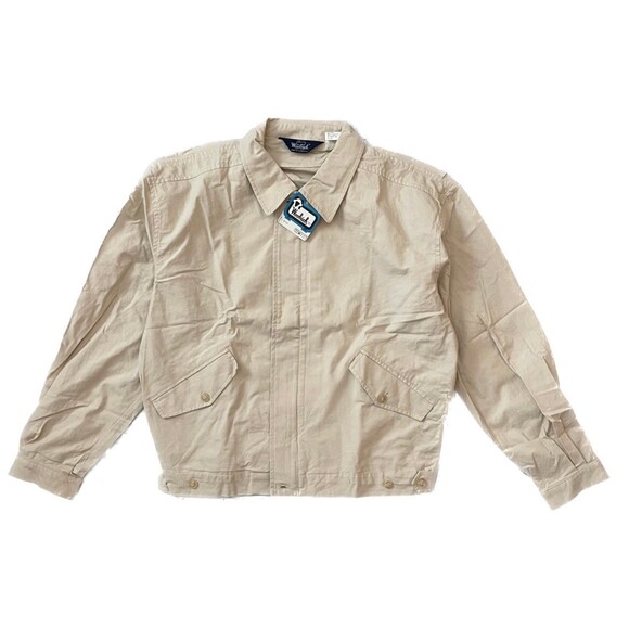 Vintage 80s Woolrich Khaki Size L Full Zip Spring Jacket NWT Cream - Picture 1 of 9